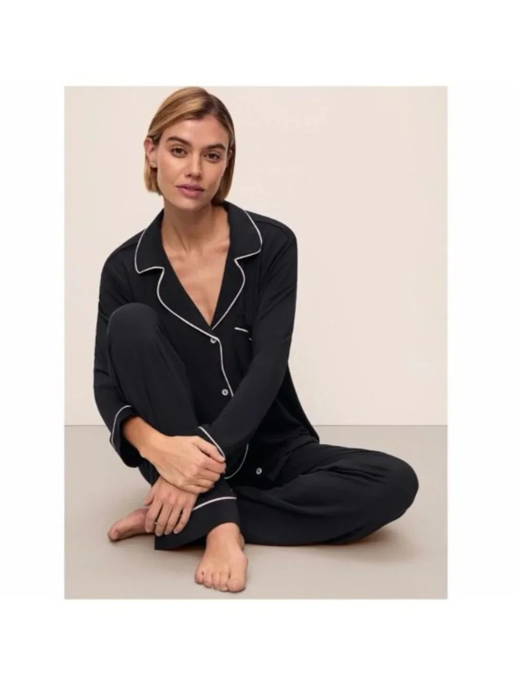 Eberjey Gisele TENCEL™ Modal Long Sleeve Pajama Top Black Size Small